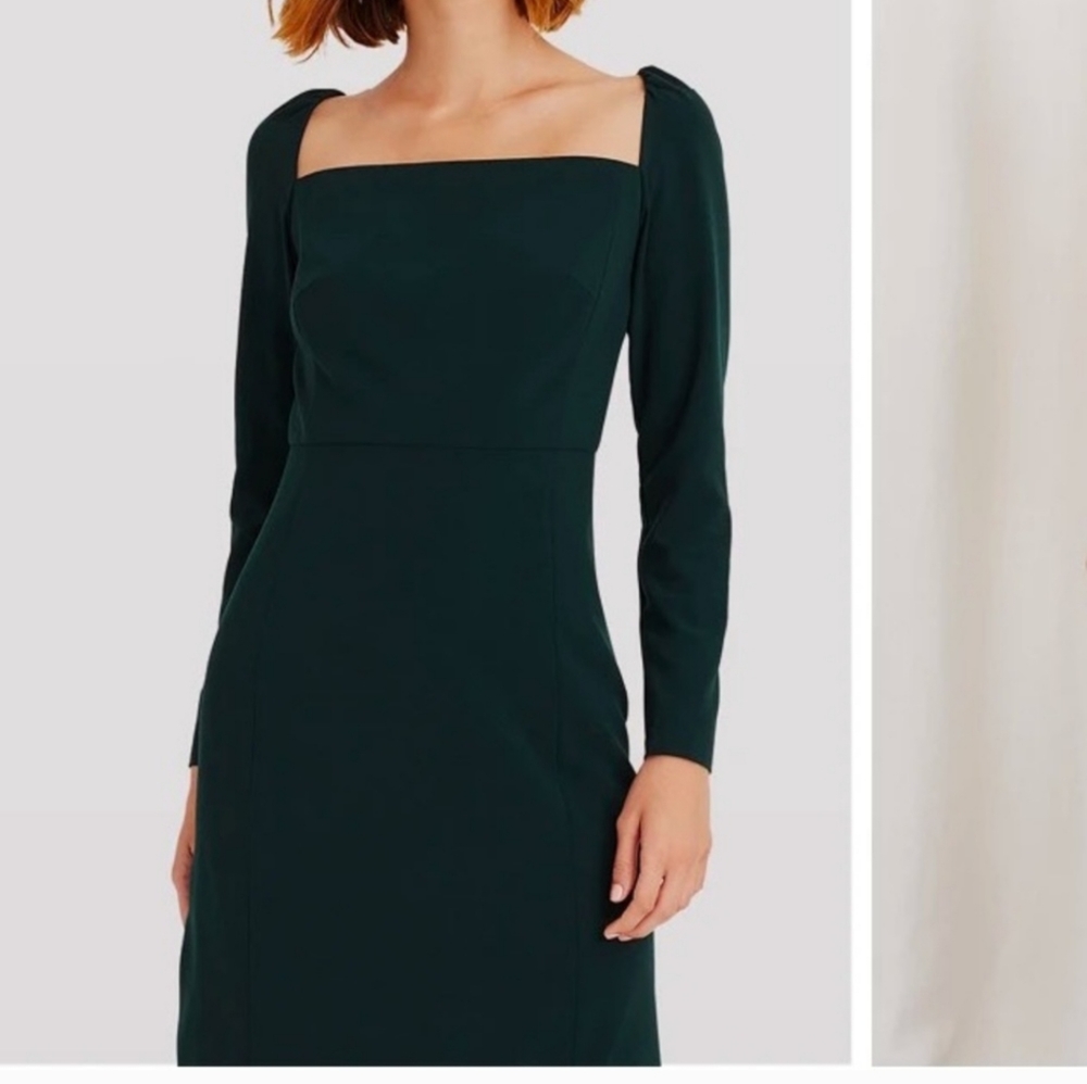 Club Monaco Dark Green Long Sleeve Square Neck Dress - Picture 3 of 14